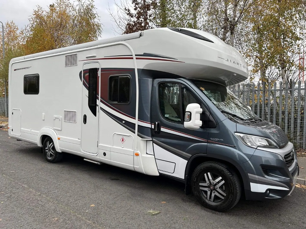 Black and white motorhome